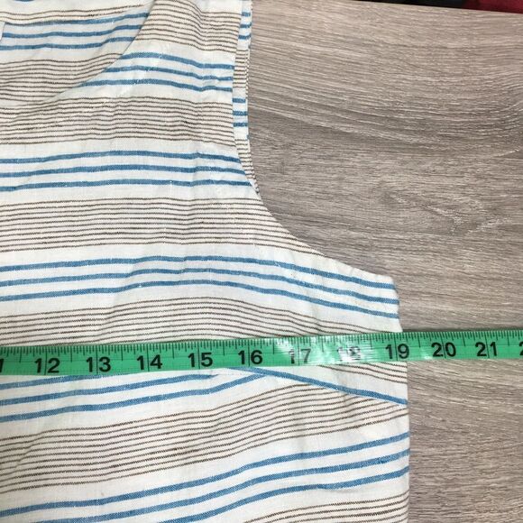 J.JILL 100% LINEN STRIPE TANK DRESS POCKETS M PETITE Luxury Sustainable Capsule - Picture 6 of 9